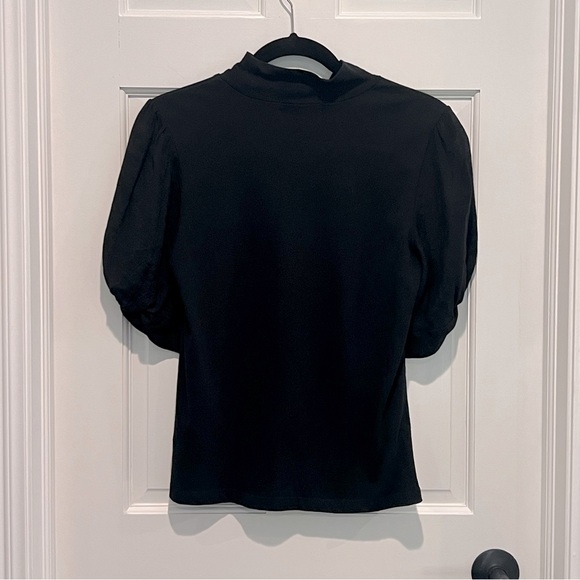 Sanctuary Puff-Sleeve Black Short Sleeve Top Blouse Mock Neck - Small - Picture 4 of 7